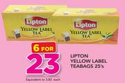 Lipton Yellow Label Teabags 25's Pack-For 6