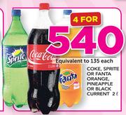 Coke, Sprite Or Fanta Orange, Pineapple Or Black Current-4x2Ltr