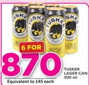 Tusker Lager Can-6x500ml Each
