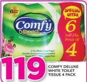 Comfy Deluxe White Toilet Tissue 4 Pack