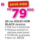 Defy 60Cm Solid Hob Black DHD332