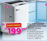 Hisense 8Kg Top Loader Washing Machine White WTS802