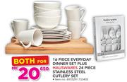 16 Piece Everyday Dinner Set+ Hauswares 24 Piece Stainless Steel Cutlery Set
