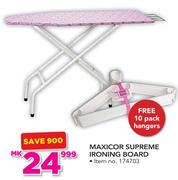 Maxicor Supreme Ironing Board Including Free 10 Pack Hangers