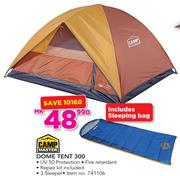 Campmaster Dome Tent 300 Includes Sleeping Bag