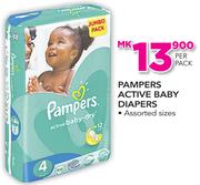 Pampers Active Baby Diapers Assorted Sizes-Per Pack