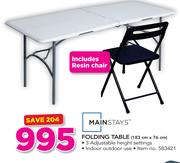 Mainstays Folding Table 183x76Cm