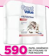 Papel Higienico de 2 Folhas 18 por pacote
