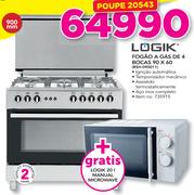 Logik 900mm Fogão a Gas de 4 Bocãs 90x60 RSH-090011+ gratis Logik 20Ltr Manual Microwave
