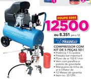 Tradeair 50Ltr Compressor Com Kit De 5 Pecas
