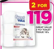 Great Value 2 Ply Toilet Tissue-2x18's