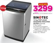 Sinotec 13Kg Top Load Washing Machine Silver T1311LS