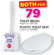 Toilet Brush And Plastic Toilet Seat