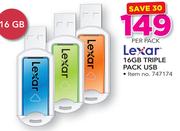 Lexar 16GB Triple Pack USB-Per Pack