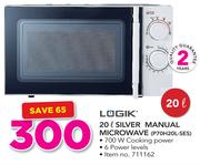 Logik 20Ltr Silver Manual Microwave P70H20L-SES