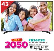 Hisense 43" Digital Smart TV