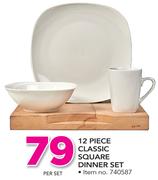 12 Piece Classic Square Dinner Set-Per Set