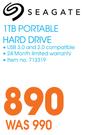 Seagate 1TB Portable Hard Drive 713319