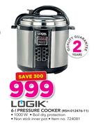 Logik 6Ltr Pressure Cooker RSH-012476-11