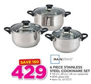 Mainstays 6 Piece Stainless Steel Cookware Set
