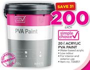 Simple Choice 20Ltr Acrylic PVA Paint