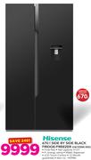 Hisense 670Ltr Side By Side Black Fridge/Freezer H670SMI-WD