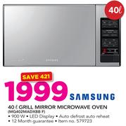 Samsung 40Ltr Grill Mirror Microwave Oven MG402MADXBB F