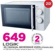 Logik 20Ltr Manual Microwave Oven P70H20L-SES