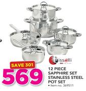 Tissolli 12 Piece Sapphire Set Stainless Steel Pot Set