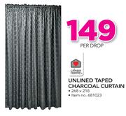 Always Home Unlined Taped Charcoal Curtain-268 x 218 Per Drop