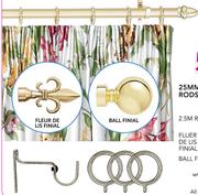 Decorland 25mm Aluminium Curtain Rods Fluer De Lis Finial