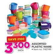 Assorted Plastic Ware-Each