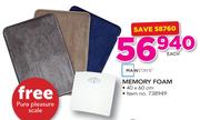 Mainstays Memory Foam 40x60Cm+ Free Pure Pleasure Scale-Each
