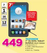 Telefunken 7" 3G Intel Tablet Bundle TELIP-73GIQA Includes Selfie Stick