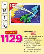 Lenovo 10" 3G WiFi Tab 2 BLUE ZA0D0107