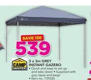Campmaster 3 x 3m Grey Instant Gazebo