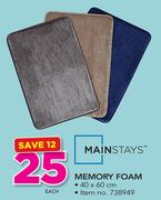 Mainstays Memory Foam-40 x 60cm Each