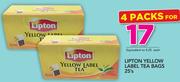 Lipton Yellow Label Tea Bags-4 x 25's