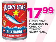 Lucky Star Pilchards In Chilli Or Tomato Sauce-400g