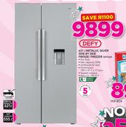 Defy 621Ltr Metallic Silver Side By Side Fridge/Freezer DFF416