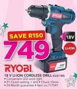 Ryobi 18V Li-Ion Cordless Drill CLD-180