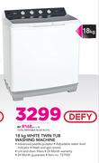 Defy 18Kg White Twin Tub Washing Machine