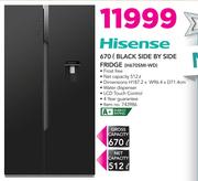 Hisense 670Ltr Black Side By Side Fridge H670SMI-WD