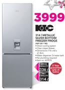KIC 314Ltr Metallic Silver Bottom Freezer Fridge KBF 634 1 ME