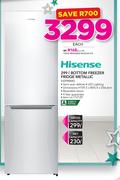 Hisense 299Ltr Bottom Freezer Fridge Metallic H299BME