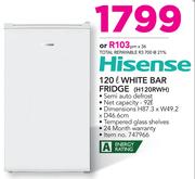 Hisense 120Ltr White Bar Fridge H120RWH