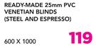 Decorland Ready Made 25mm PVC Venetian Blinds Steel Espresso-600 x 1000