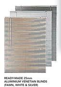 Decorland Ready Made 25mm Aluminium Venetian Blinds Fawn, White And Silver-600 x 1000