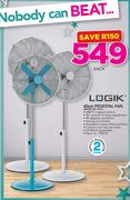 Logik 40cm Pedestal Fan WHITE ZF-1616-Each
