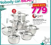 Tissolli 12 Piece Stainless Steel Saphir Solid Lids Pot Set